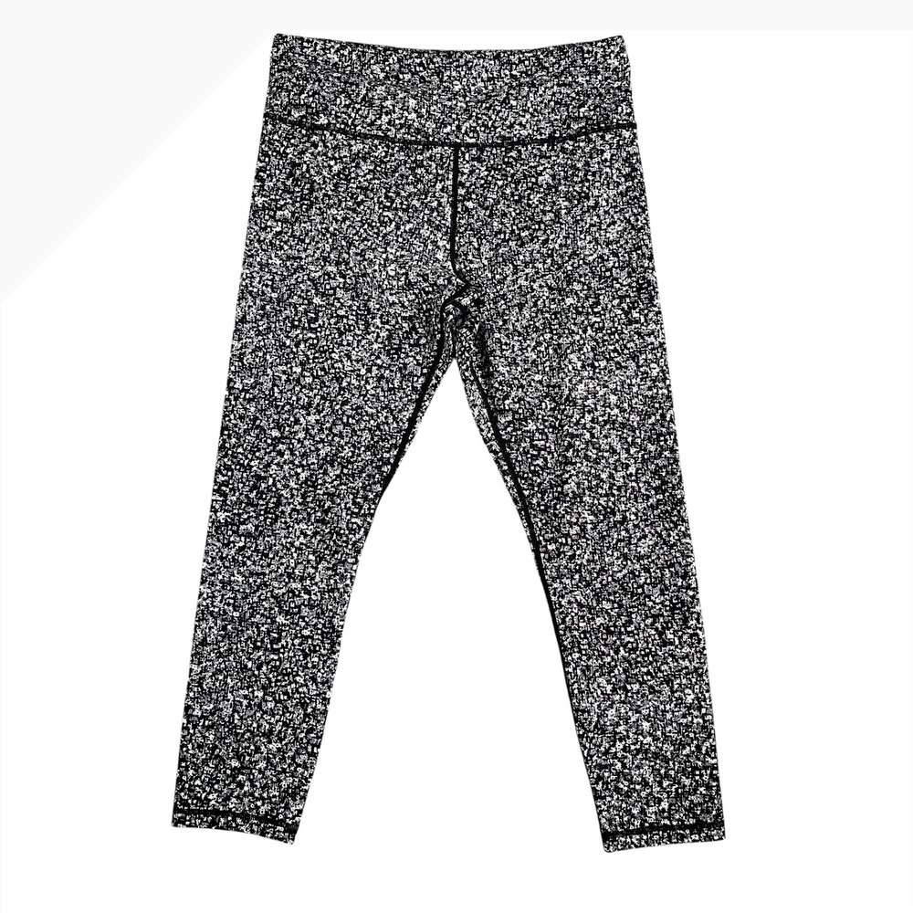 Zyia‎ Active Black Mosaic Pocket Soft n Snug Mid-Rise Leggings 7/8 24" Size 12